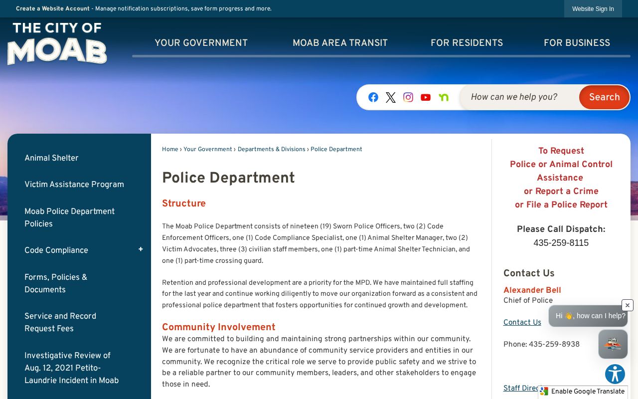 Moab City Police Department source for Moab arrest record requests